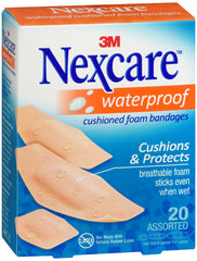 Nexcare Active Waterproof Cushioned Bandages, Assorted Sizes, 20 count