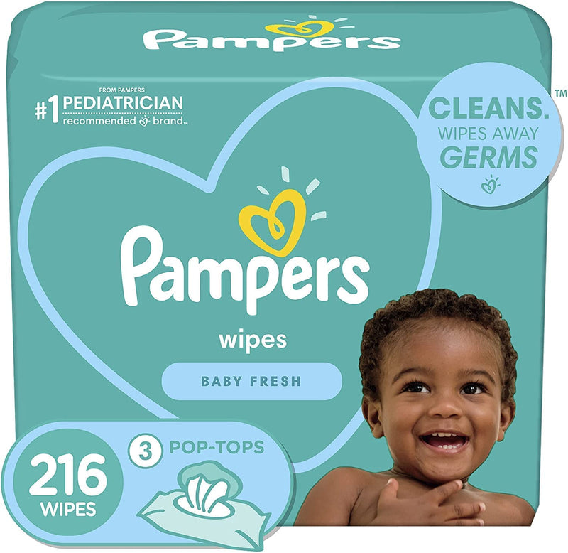 Pampers Baby Wipes Complete Clean Baby Fresh Scent 3X Pop-Top 216 Count