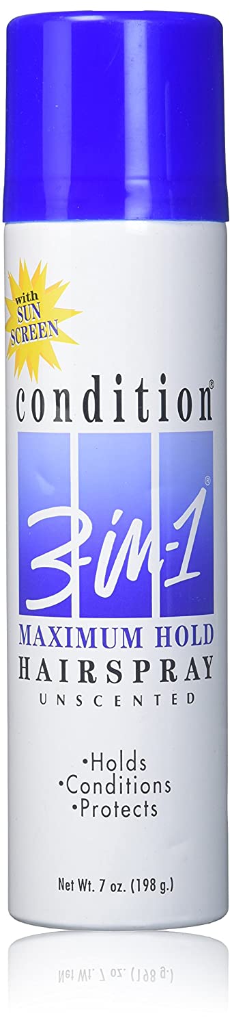 Condition 3-N-1 Aerosol Spray Max Hold Unscented With Sunscreen, 7 Oz*