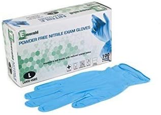 Emerald Nitrile Exam Gloves, Large, 100 Gloves