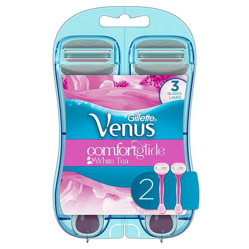 Gillette Venus ComfortGlide Disposable Razors for Women, 2 Count, White Tea Scented*