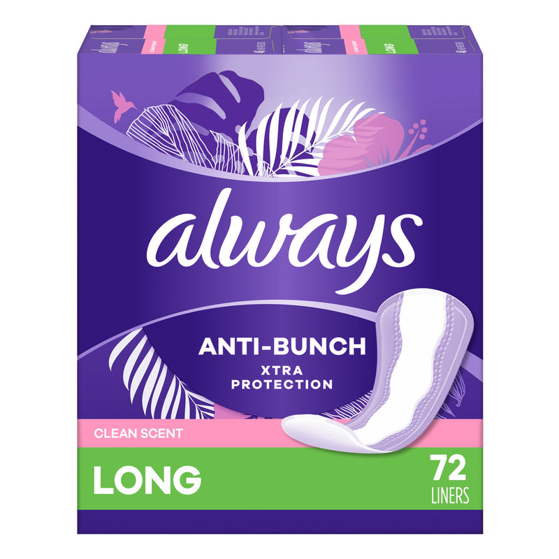 Always Anti-Bunch Xtra Protection Daily Liners Long Absorbency Scented, 72 Count