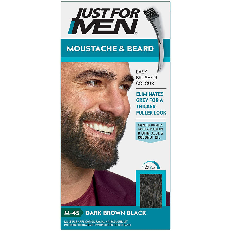 Just for men Moustache & Beard Dark Brown Dye, Eliminates Grey for a Thicker & Fuller Look – M4