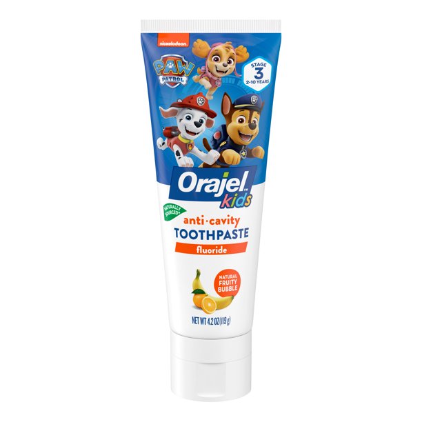 Orajel Kids Paw Patrol Anti-Cavity Fluoride Toothpaste, Natural Fruity Bubble Flavor, 4.2oz Tube*