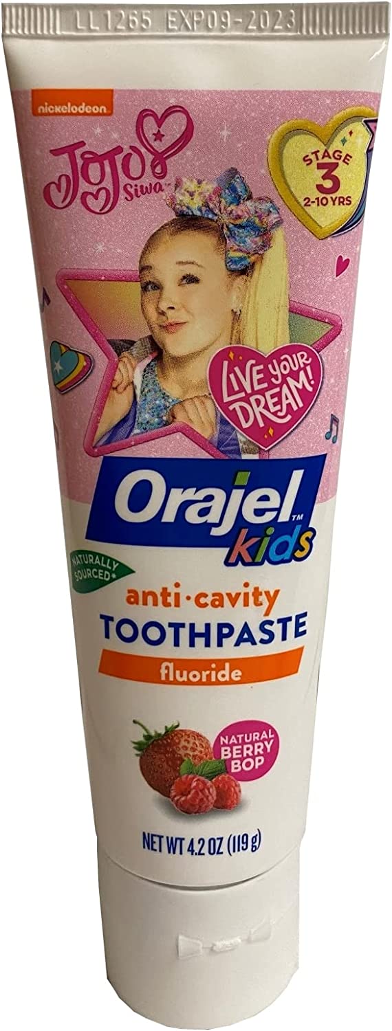 Orajel Kids JoJo Siwa Anti-Cavity Fluoride Toothpaste, Natural Berry Bop Flavor, 4.2oz Tube*