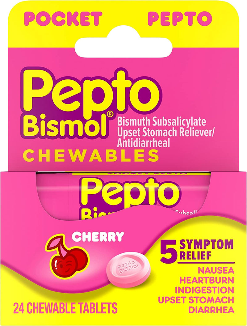 Pepto Bismol To Go Chewable Tablets, Cherry, 24 Count