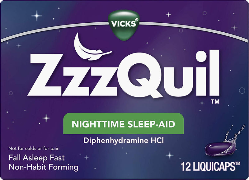 ZzzQuil, Nighttime Sleep Aid LiquiCaps, No.1 Sleep-Aid Brand, Non-Habit Forming, Wake Refreshed, 12 LiquiCaps*