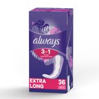 Always 3-in-1 Xtra Protection Daily Liners Extra Long, 36 Count
