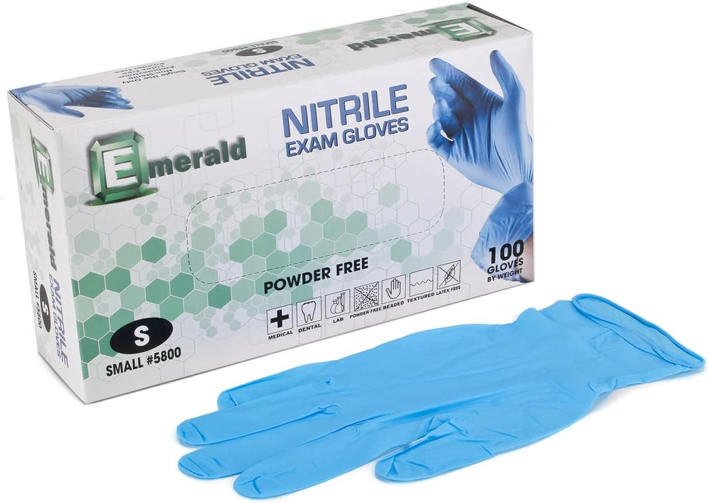 Emerald Nitrile Exam Gloves, Small, 100 Gloves