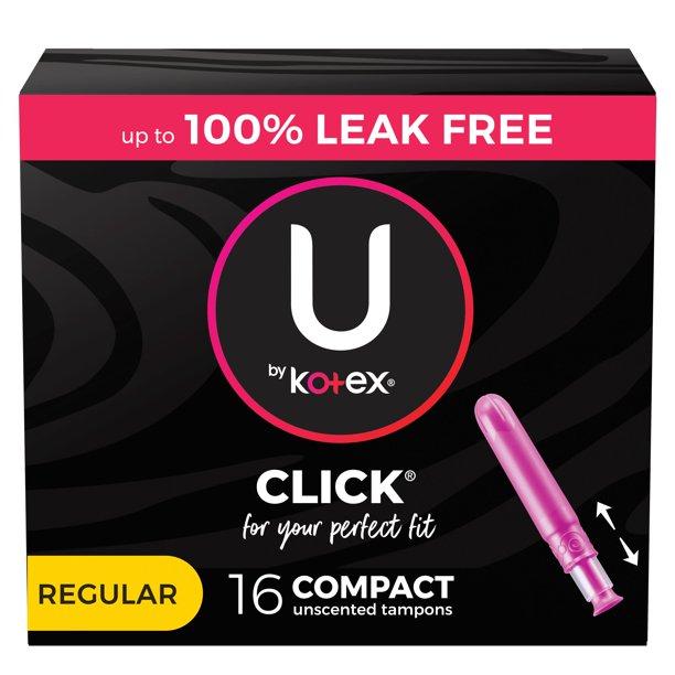 U by Kotex Click Compact Tampons, Regular, Unscented, 16 Count*