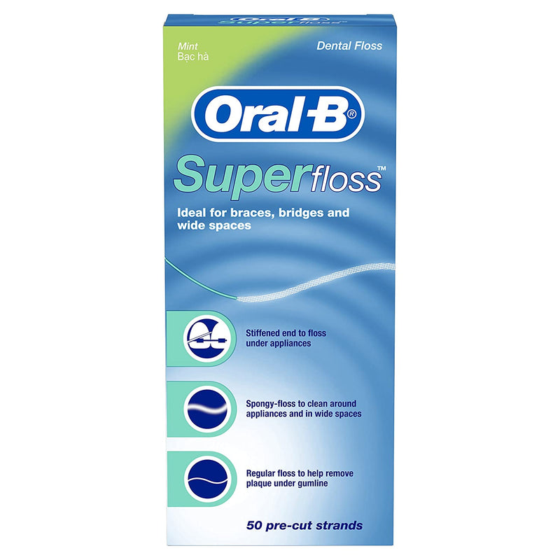 Oral-B Super Floss Pre-Cut Strands Dental Floss, Mint, 50 Count