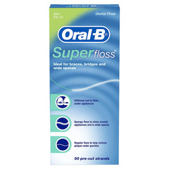 Oral-B Super Floss Pre-Cut Strands Dental Floss, Mint, 50 Count