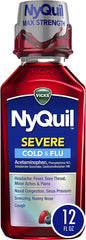 Vicks NyQuil SEVERE Cough, Cold and Flu, Berry Flavor, 12 Fl oz