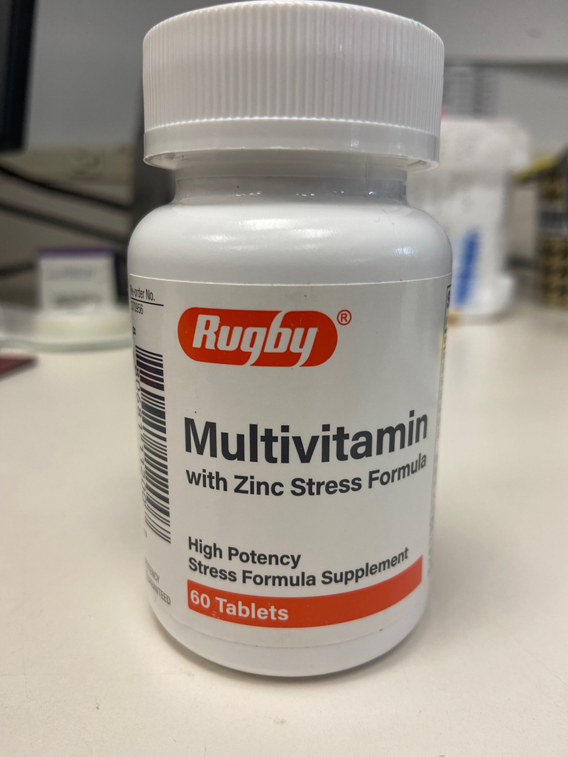 Rugby Multivitamin with Zinc Stress Formula, High Potency Stress Formula Supplement, 60 Tablets*