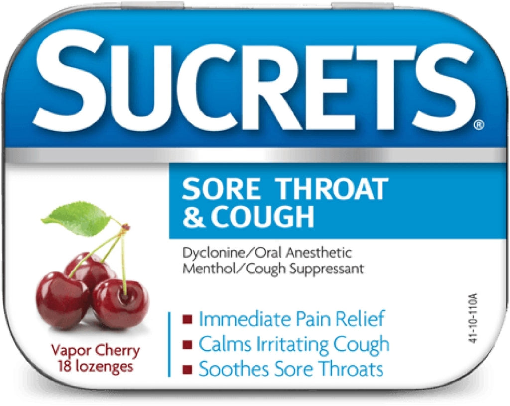 Sucrets Sore Throat & Cough Lozenges - Vapor Cherry - 18 Drop Tin