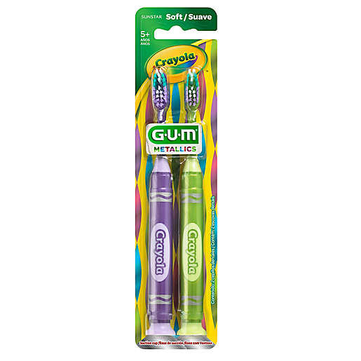 GUM Metallics Crayola Children's Toothbrushes - Set of 2 - Age 5+ Soft Bristles*