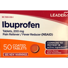 Leader Ibuprofen Tablets, 200mg, 50 Count