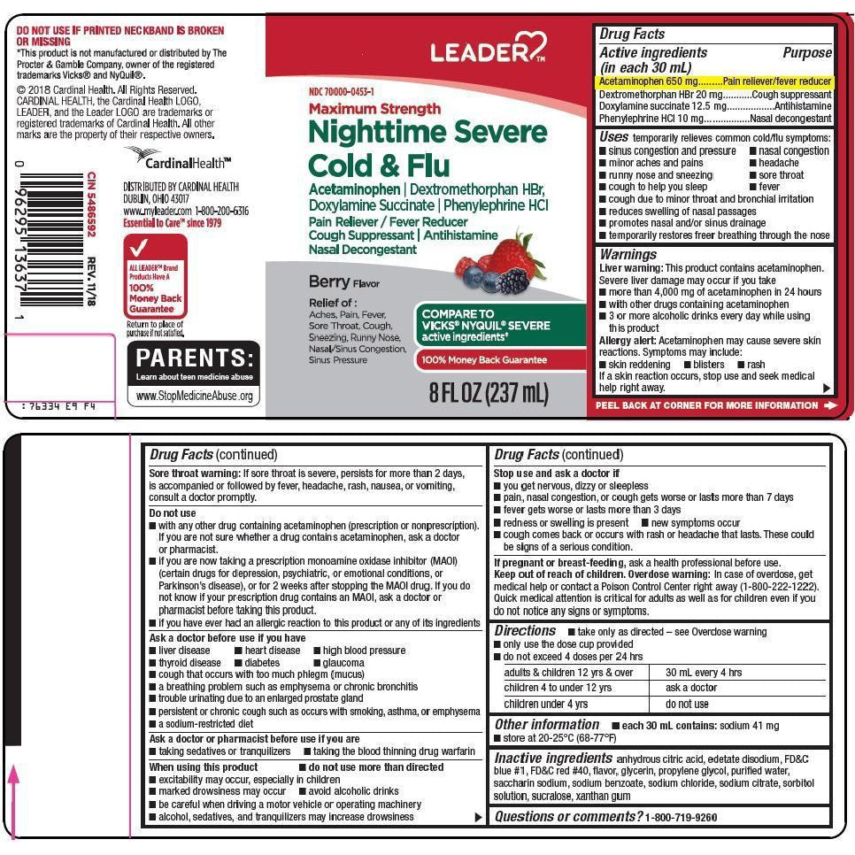 Leader NIghttime Severe Cold & Flu, 8 fl oz (237 mL) Berry Flavor