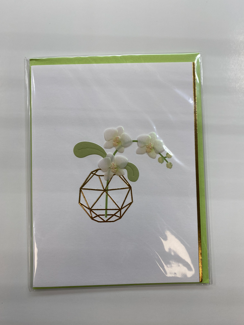 PAPYRUS Thank You Card, Orchid in Geo Vase, 1 Card