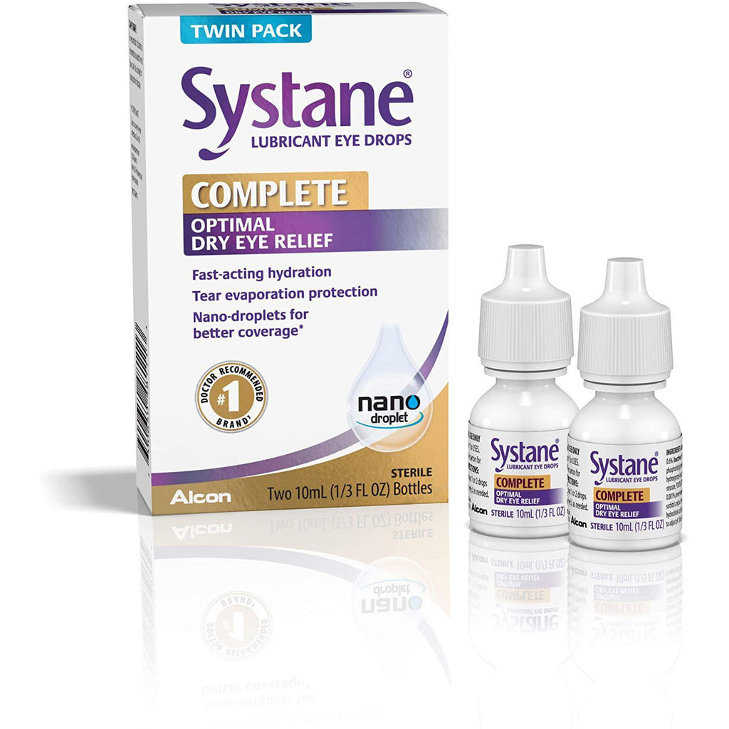 Systane Complete Lubricant Eye Drops, Twin Pack, 1/3 Fl oz (10 ml)