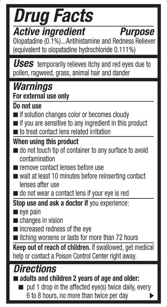 Pataday Twice Daily Eye Allergy Itch Relief Eye Drops, 5 ml Silver