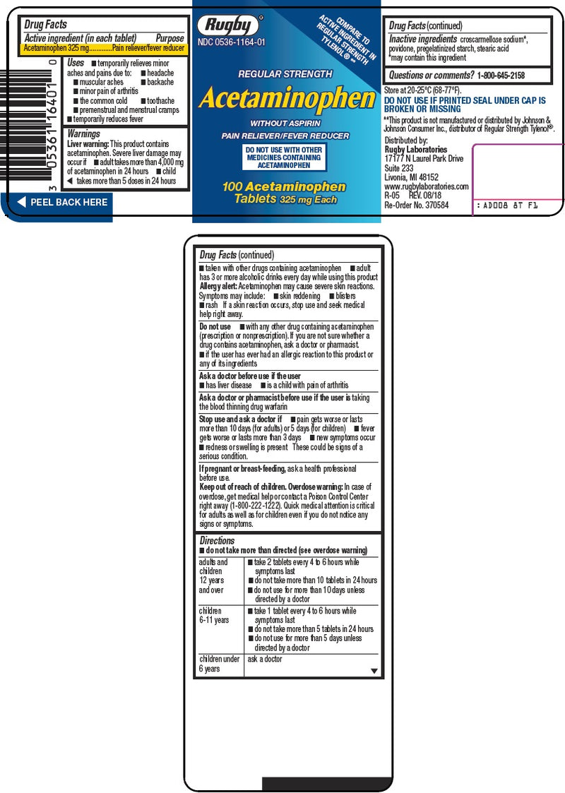 Rugby Regular Strength Acetaminophen 325 mg, 100 Tablets
