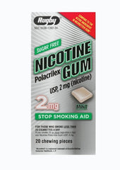 Rugby Nicotine Polacrilex Gum, Mint Flavor, 2 mg, 20 Pieces