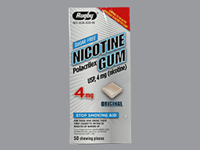 Rugby Nicotine Polacrilex Gum, Original Flavor, 4 mg, 50 Pieces