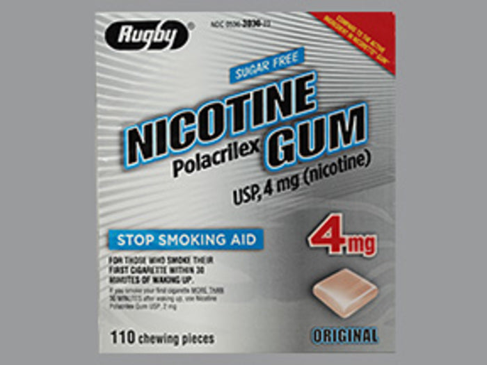 Rugby Nicotine Polacrilex Gum, Original Flavor, 4 mg, 110 Pieces