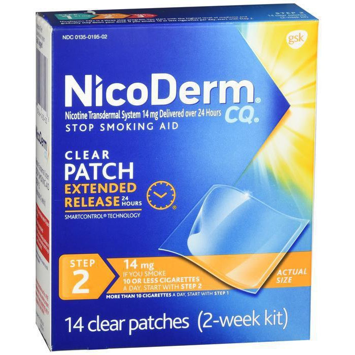 NicoDerm CQ Nicotine Patches to Stop Smoking, Step 2 - 14 CT