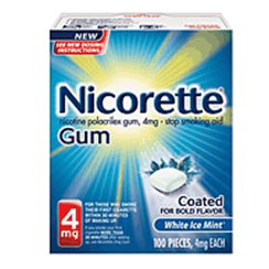 Nicorette Nicotine Coated Gum to Stop Smoking, 4mg, White Ice Mint Flavor - 20 CT