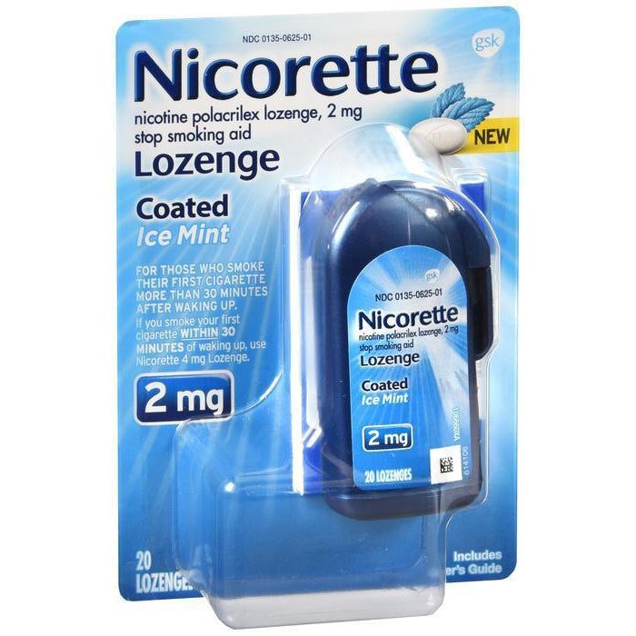 Nicorette Nicotine Coated Lozenge to Stop Smoking, 2mg, Ice Mint Flavor - 20 CT