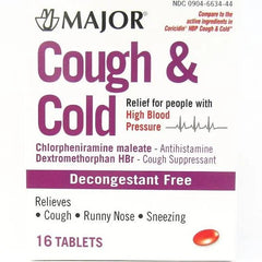 Major Cough and Cold HBP Tablets, 16ct