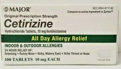 Major Cetirizine HCL Tablets, All Day Indoor and Outdoor Allergy Relief , 100ct.