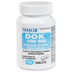 Major DO K Stool Softener, 100mg Crushable ,100 Count Tablets