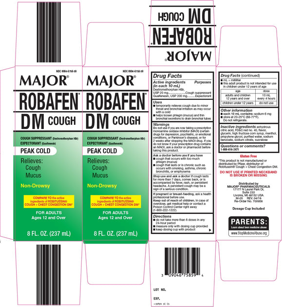 Major Robafen DM Peak Cold Cough Syrup, 8 Oz | Silver Rod Pharmacy