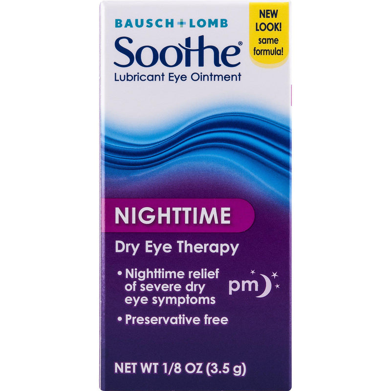 Bausch + Lomb Soothe Lubricant Eye Ointment Night Time Dry Eye Therapy, 0.13 Fl oz (3.5 g)