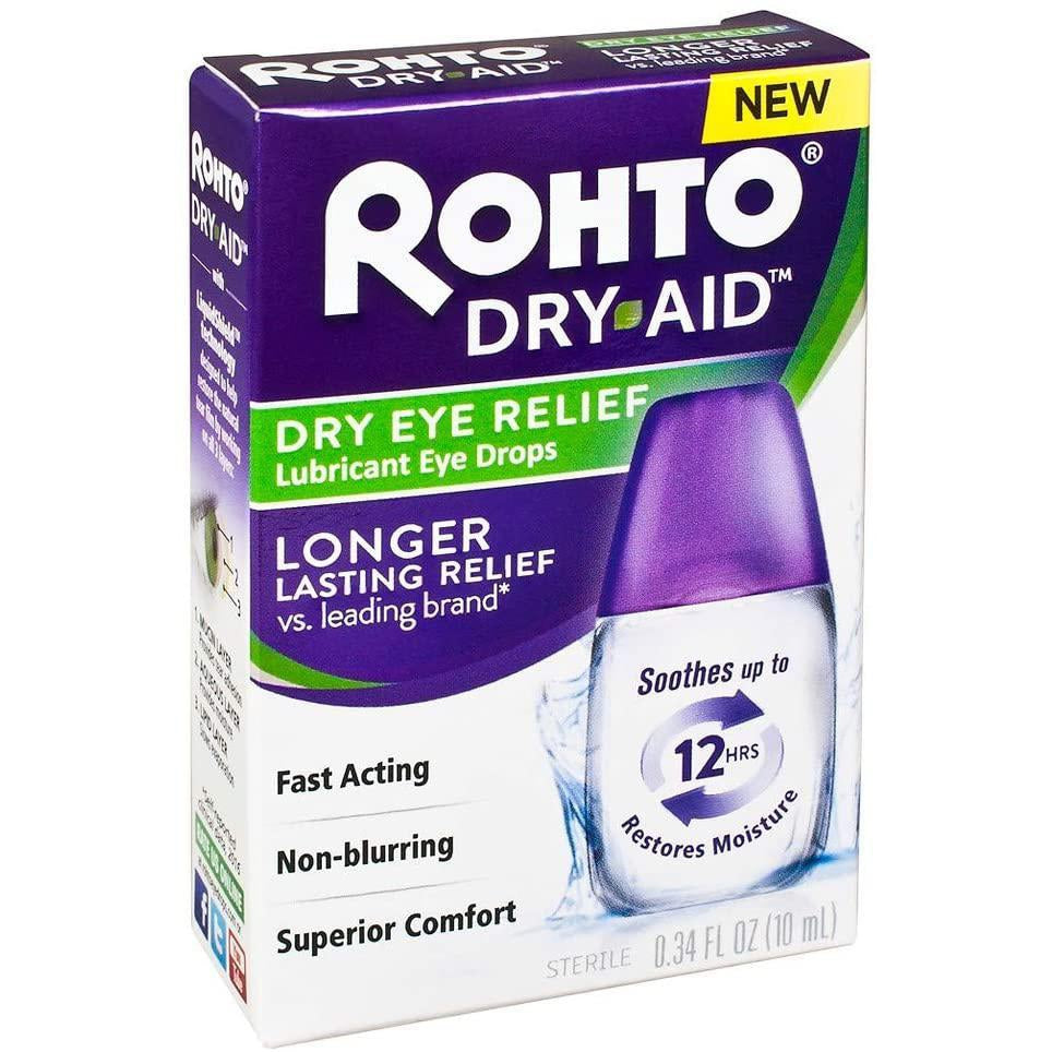 Rohto Dry Relief Lubricant Eye Drops, 0.34 Fl oz (10 ml)*