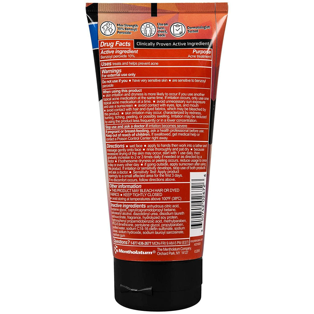 OXY Acne Medication Face Wash 10 Benzoyl Peroxide (5 Fl oz) Silver