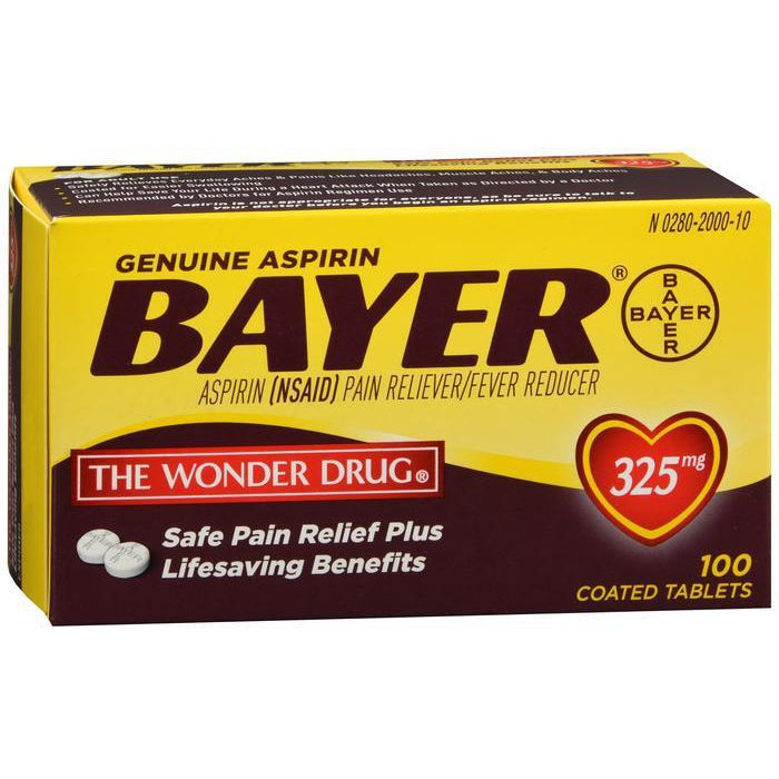 Bayer Aspirin 325mg Coated Tablets, 100 Count