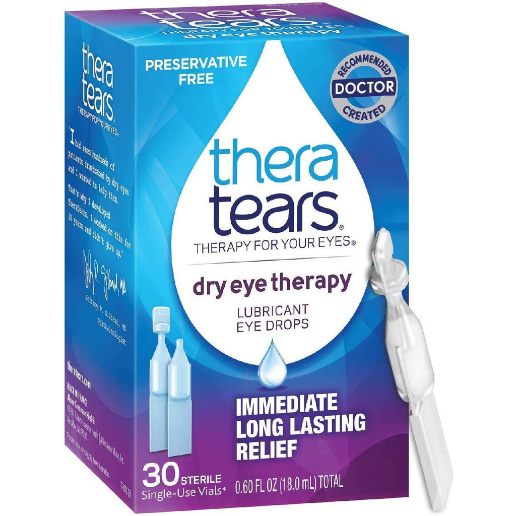 TheraTears Lubricant Eye Drops, Dry Eye Therapy Preservative Free Single-Use Vials 30 ea (18 ml)