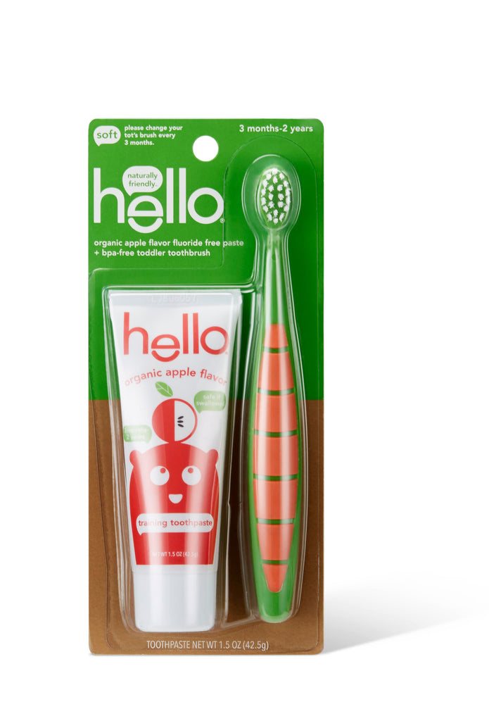 Hello Natural Apple Flavor Training Toothpaste and BPA Free Toddler Toothbrush Combo Pack*