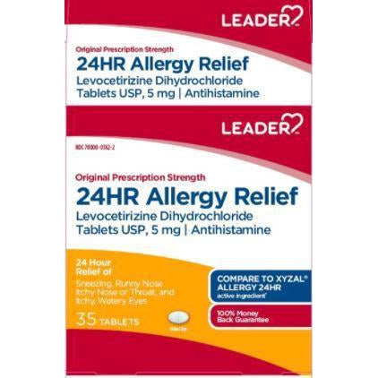 Leader 24 Hour Allergy Relief with 5 mg of Levocetirizine Dihydrochloride, 35 Count