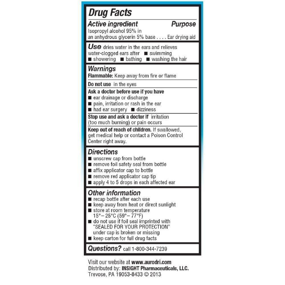 AuroDri Ear Drying Aid Ear Drops, 1 Fl oz (29.6 ml)* Silver Rod Pharmacy