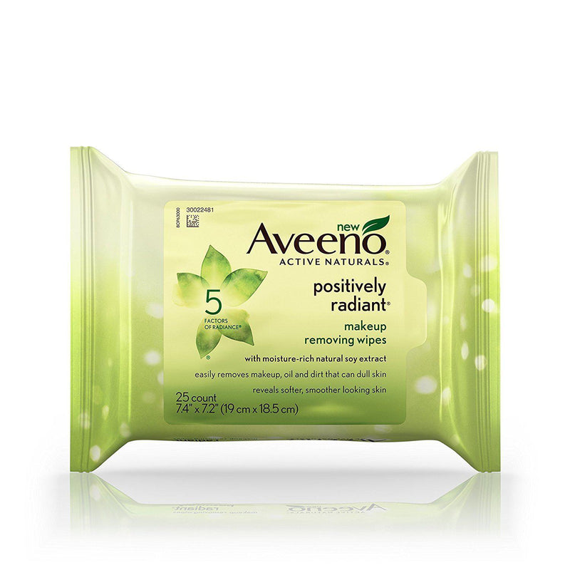 Aveeno Positively Radiant Daily Exfoliating Cleansing Pads, 25 Count