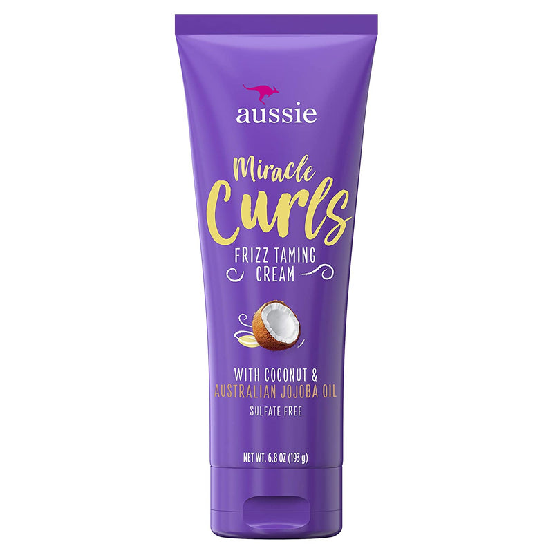 Aussie Miracle Curls Frizz Taming Curl Cream With Coconut & Jojoba Oil, 6.8 Fl oz