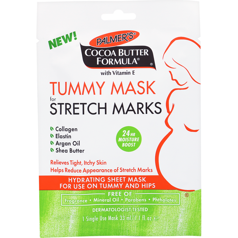 Palmer's Cocoa Butter Formula Tummy Sheet Mask 1.1 fl. oz - For Stretch Marks, Relief of Tight, Itchy Skin*