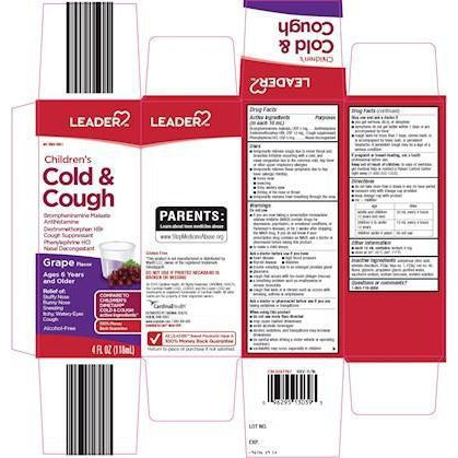 Leader Childrens Cold And Cough, Grape Flavored, 4 fl oz.