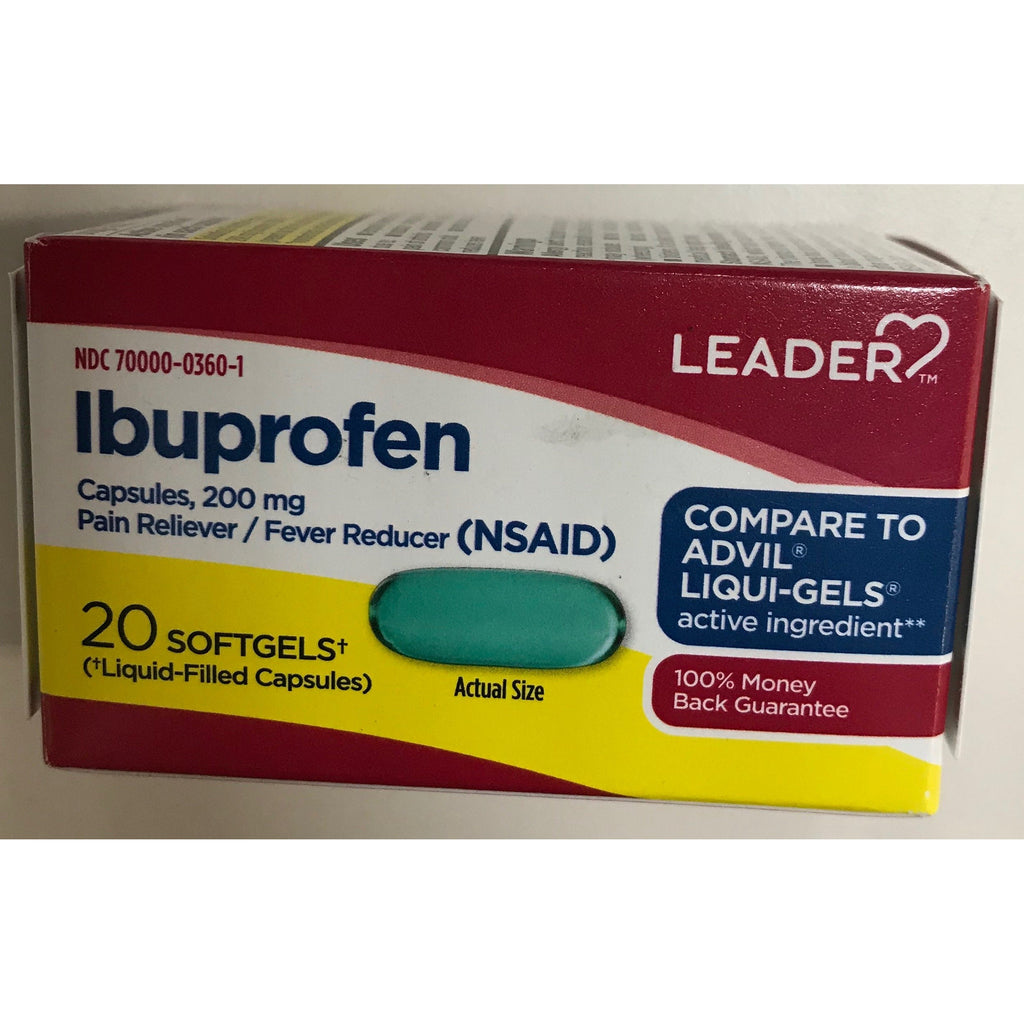 Leader Ibuprofen 200mg Softgels, 20 Count