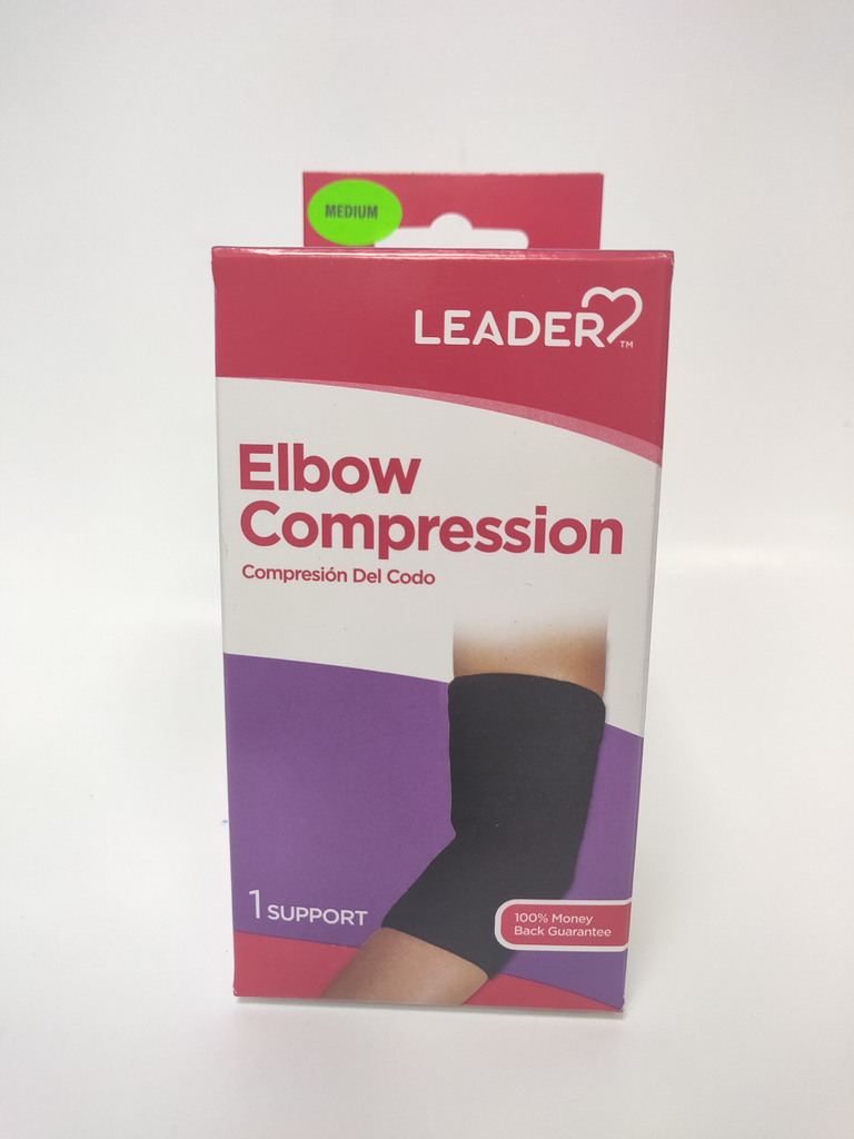 leader black medium elbow compression